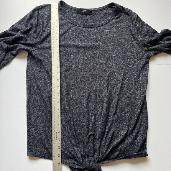 Coin 1804 Sweater Stretch Jersey Knit Los Angeles Blue Shirt Front Knot Sz S - Picture 11 of 12